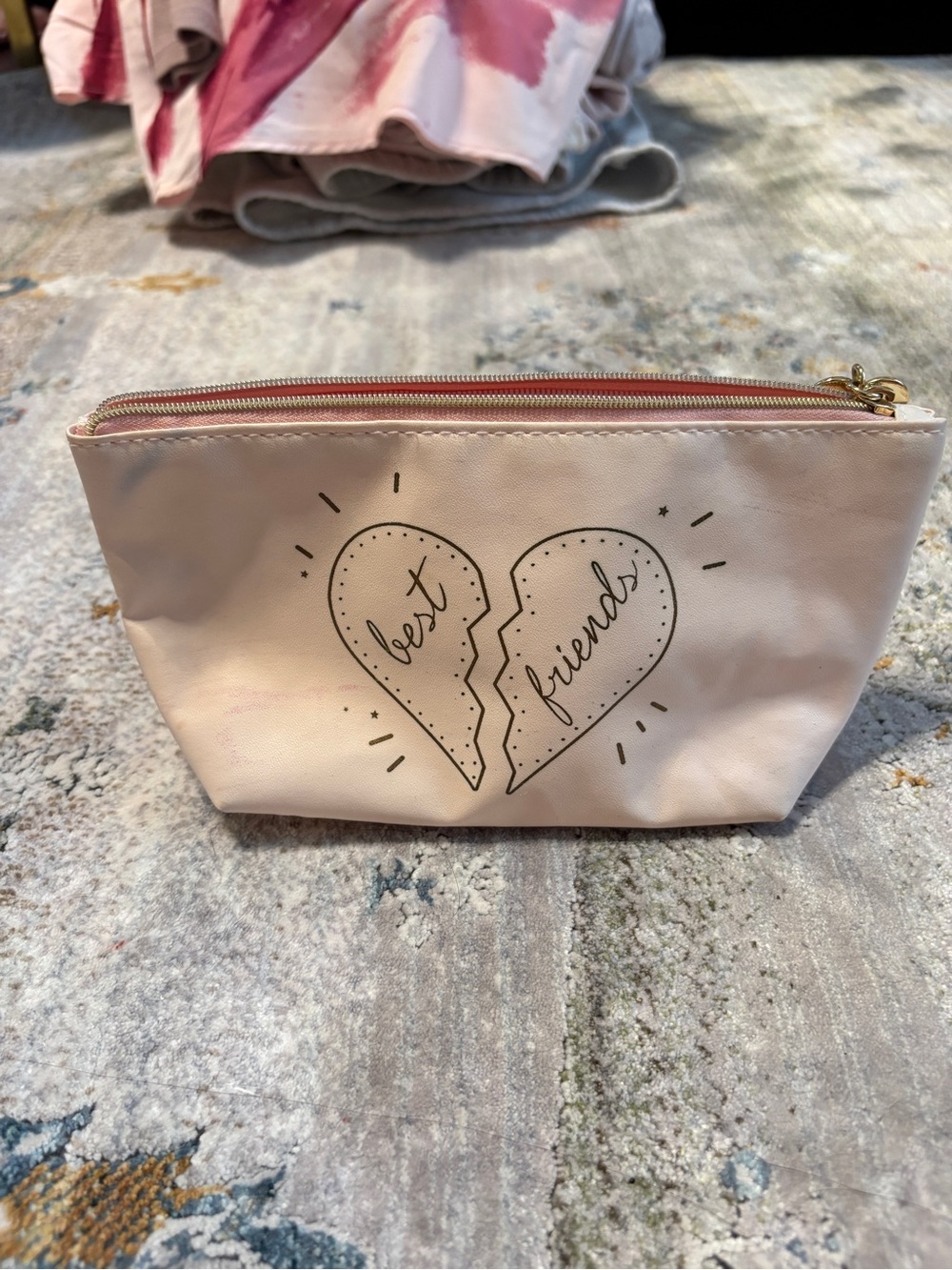 Benefit Light Pink 'Best Friends' Cosmetic Pouch with Gold Zipper